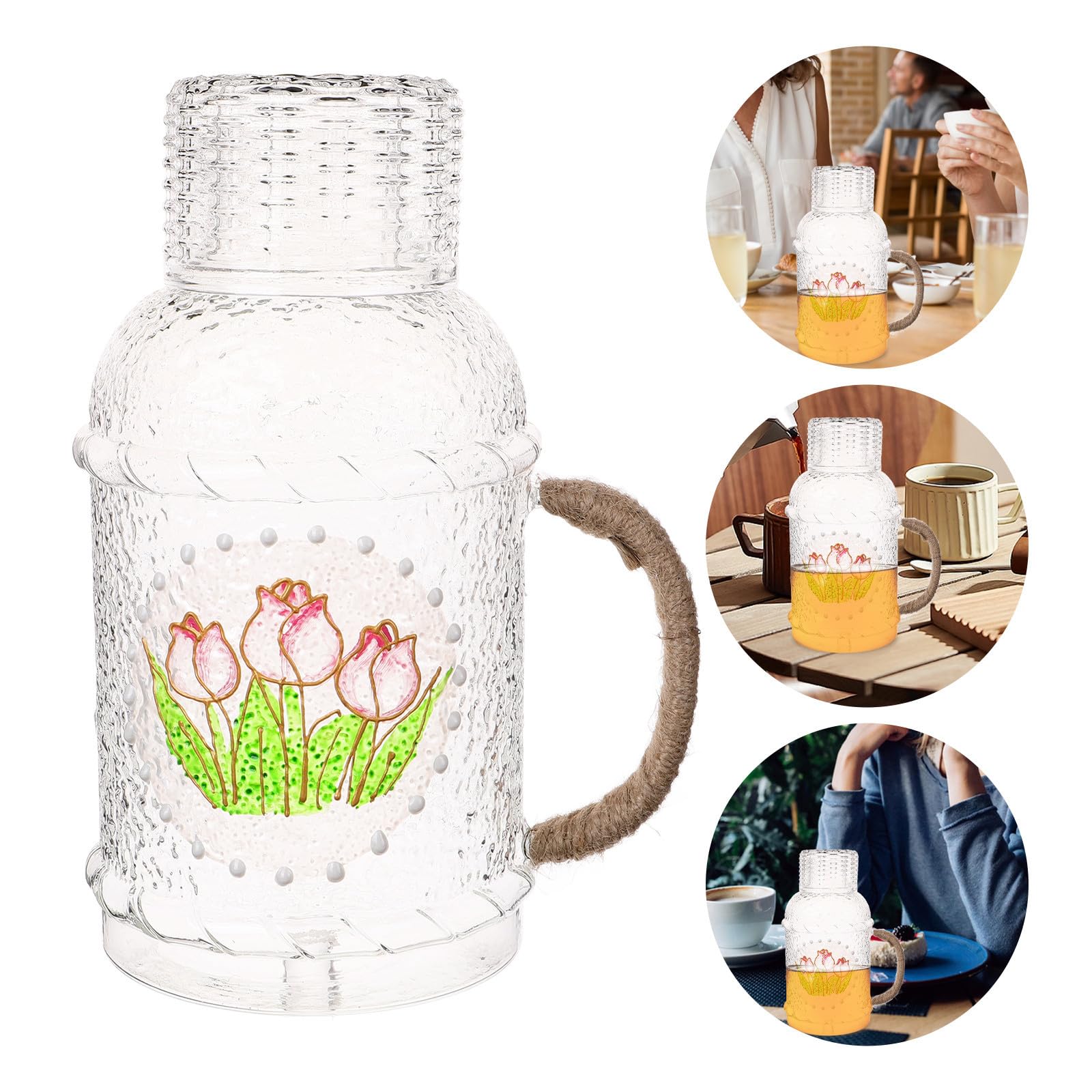 Jarra de Agua de Vidrio 2,2 L Tapa Resistente y Portátil