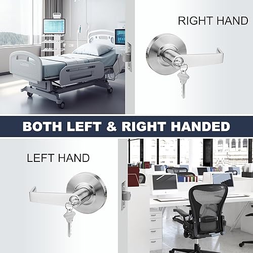 Miniatura 5 de Cerraduras de puerta comerciales de grado 2 con prueba UL y 4000000 cilindros, hechas de cromo satinado con manijas de palanca resistentes