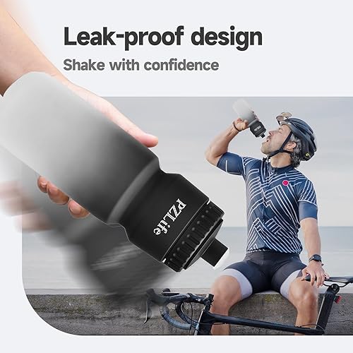 Miniatura 2 de Botella de agua de bicicleta de 24 onzas, botella de agua para ciclismo, a prueba de fugas, sin BPA, con escala de capacidad con tapa superior