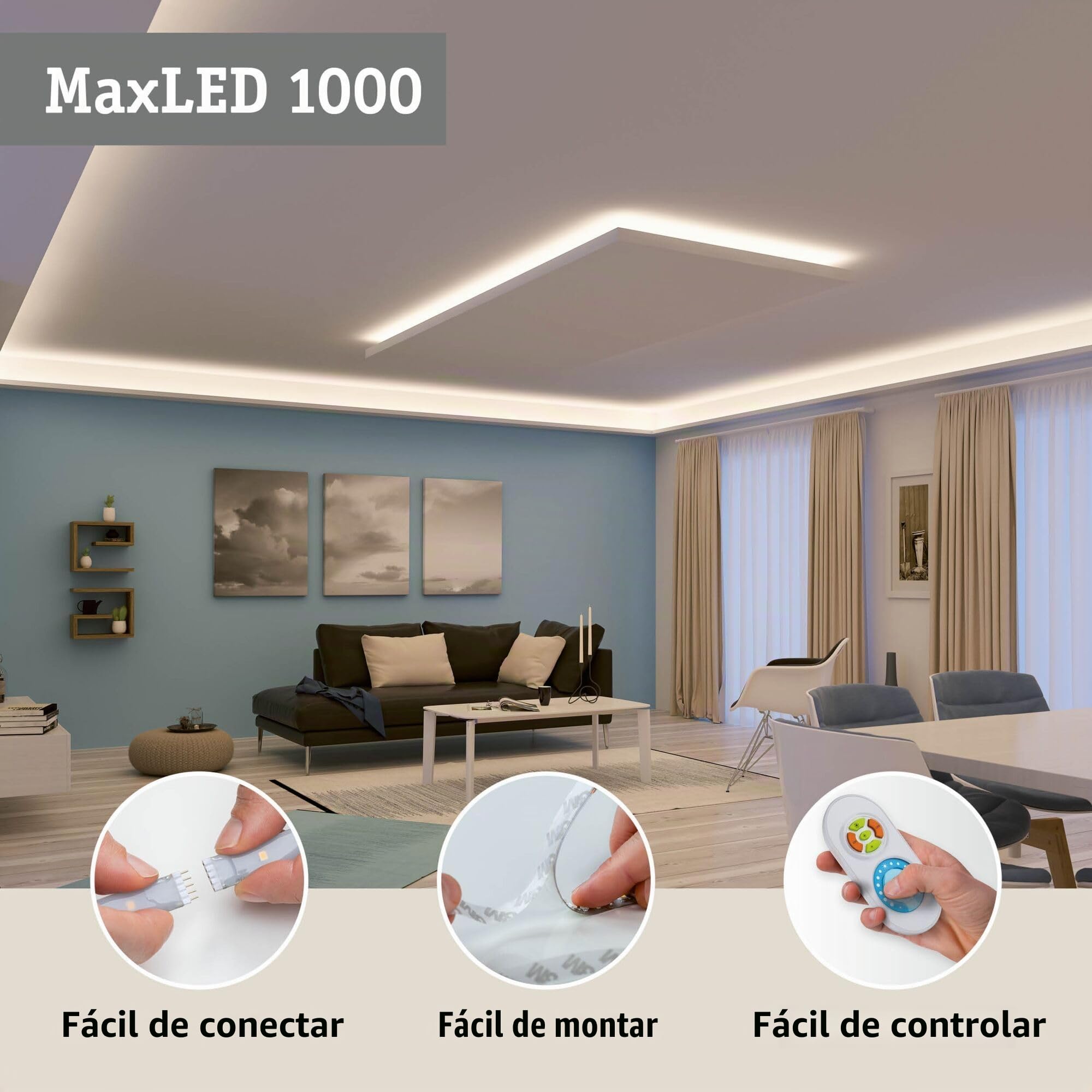 Paulmann 70588 LED Stripe MaxLED 1000 Basic Set 3m Blanco Cálido 40W 230/24V 75VA Plateado 70588 LED Strip Tira de Luz Tubo de Luz