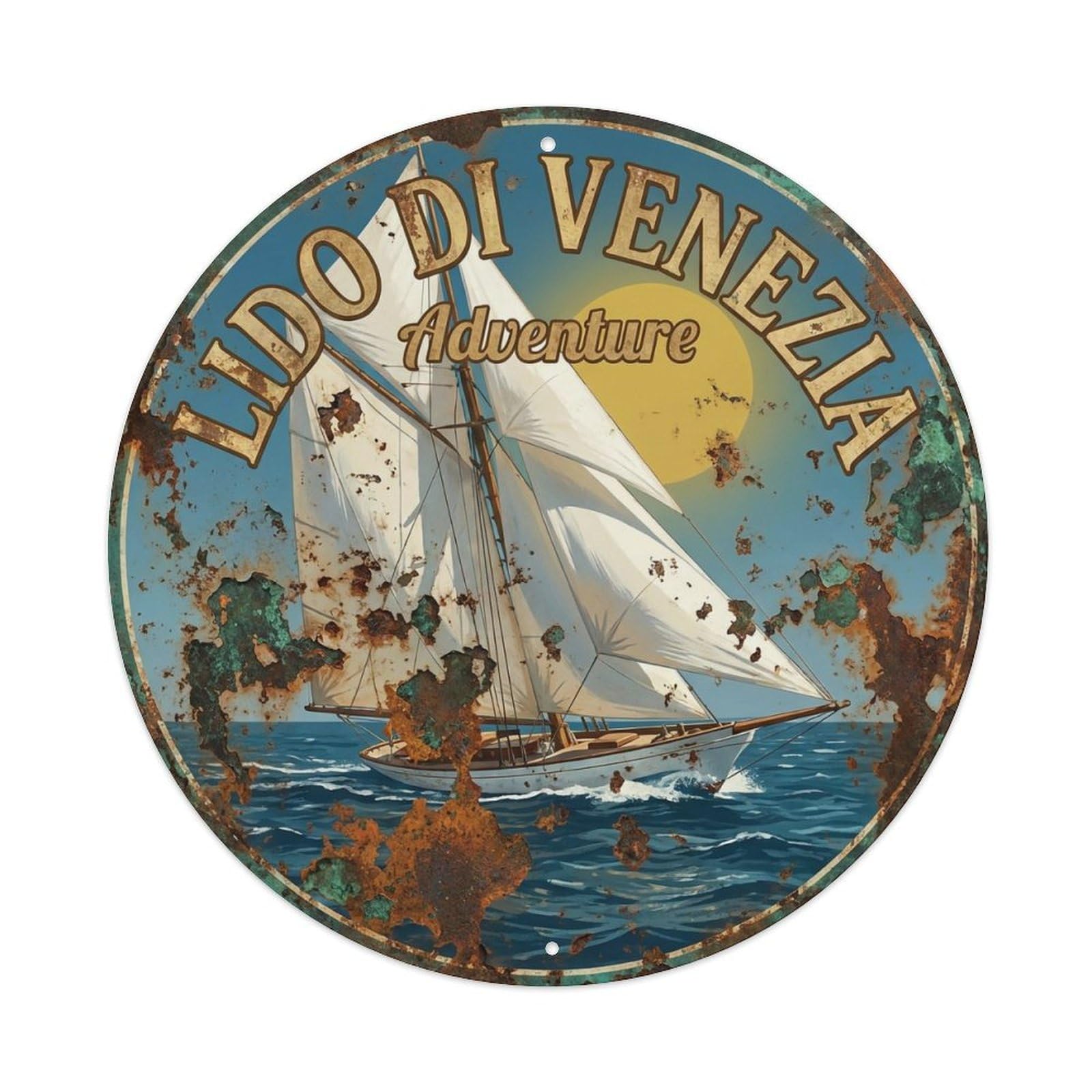 Vintage Travel Lido Di Venezia Italy Adventure Metal Tin Sign