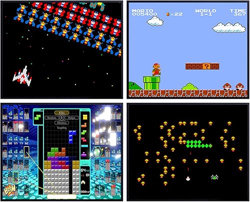 Wall Art Only - Super Mario Bros, Centipede, Galaga - Iconic Arcade Video Games Decor Art - 8x10 Prints for Man Cave, Den, Family Room, Bar, Bedroom