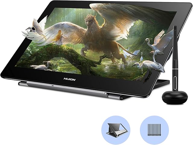 HUION Kamvas Pro 16(4K) UHD Graphic Tablet with Screen, 15.6-inch Monitor Full-Laminated Anti-Glare, Tilt Function 8192 Battery-Free Stylus PW517 for PC, Mac, Android