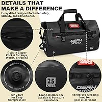 Vista 3 de Bolsa de lona impermeable 25L/40L/60L – Bolsa trasera de motocicleta resistente, bolsa seca enrollable para viajes, camping, canotaje, kayak