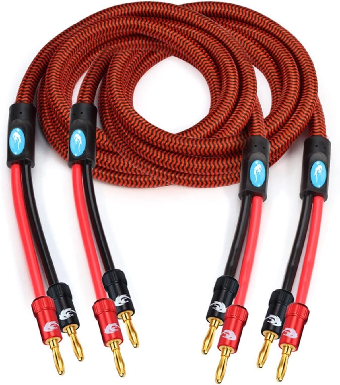 Artemisia Audiophile Speaker Cable with Banana Plug Compatible with AMP Home Theater Surround Sound System Gold Plated Banana Audio Cable 1M 2M 3M 5M (Color : A Pair (red), Size : 150cm)
