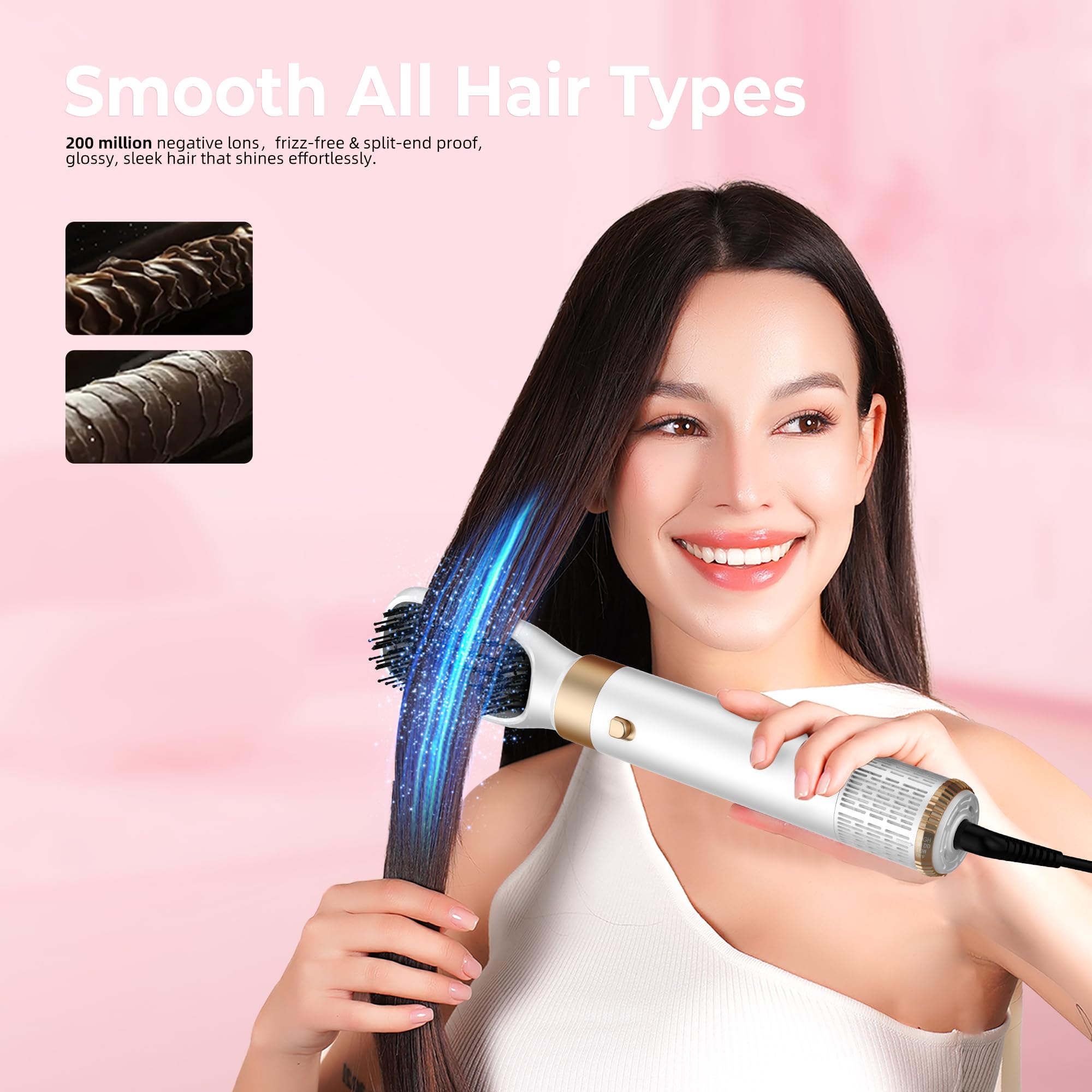 MogaWave Air Styler Pro 6 in 1 Hair Styler set con Asciugacapelli, Spazzola Phon per Capelli, Spazzola Aria Calda, Phon Arricciacapelli ad aria, Ricci, Volumizzant, Liscio