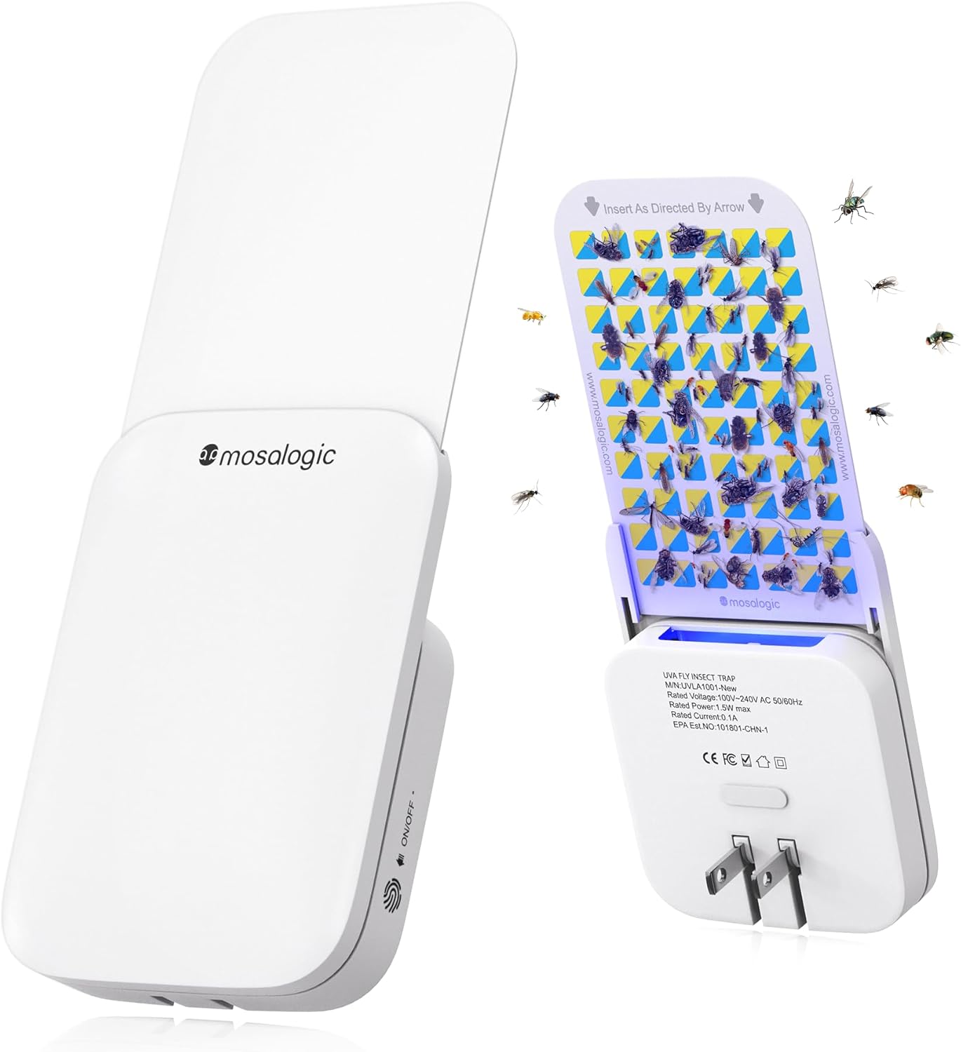 Mosalogic Fruit Fly Traps for Indoors Gnat Trap for House Indoor-600 Sqft Protection Area UV Fly Insect Trapper for Fruit Flies?Gnat?Mosquito?and Other Flying Insect Plug in Bug Zapper Killer White 2025 Upgrade 1Pack White