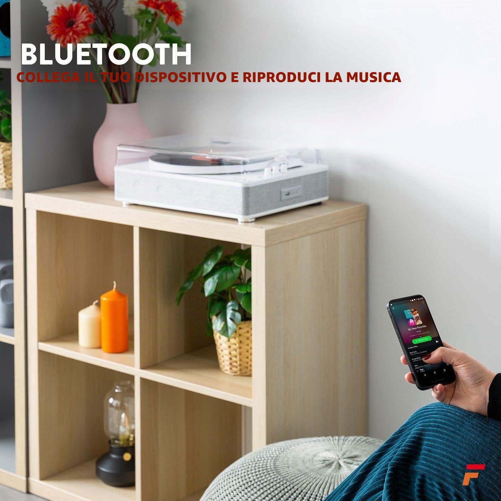 Giradischi Bluetooth (ingresso/uscita) - Fenton RP162W - giradischi retrò con altoparlanti (stereo) e lettore mp3 - Bianco (102.169)
