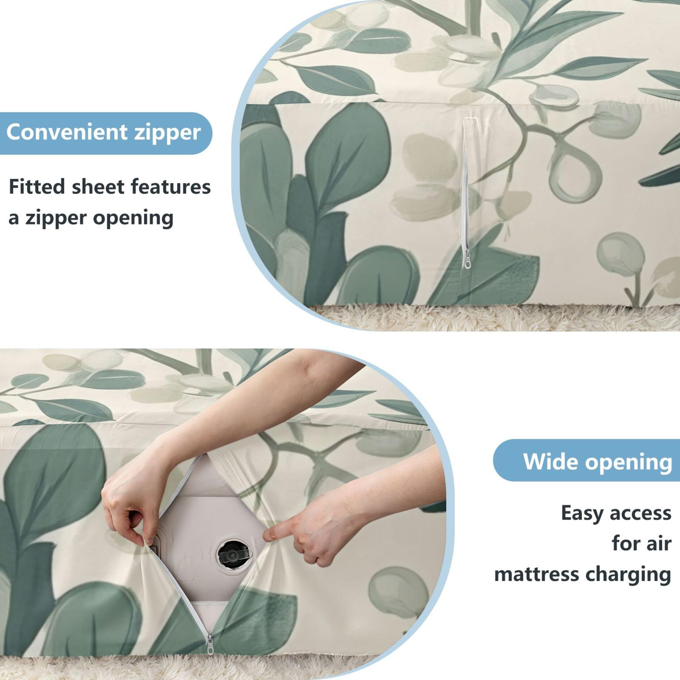 Pine Cones - Sábana bajera ajustable individual para colchón de aire, bolsillo extra profundo de 24 pulgadas, funda suave y transpirable con apertura de válvula de cremallera para cama de