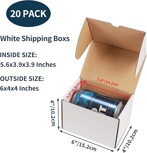 Miniatura 53 de WIFTREY Cajas de envío pequeñas de 8 x 6 x 4, paquete de 25 cajas para correo, embalaje, cajas de cartón corrugado blancas para pequeñas empresas