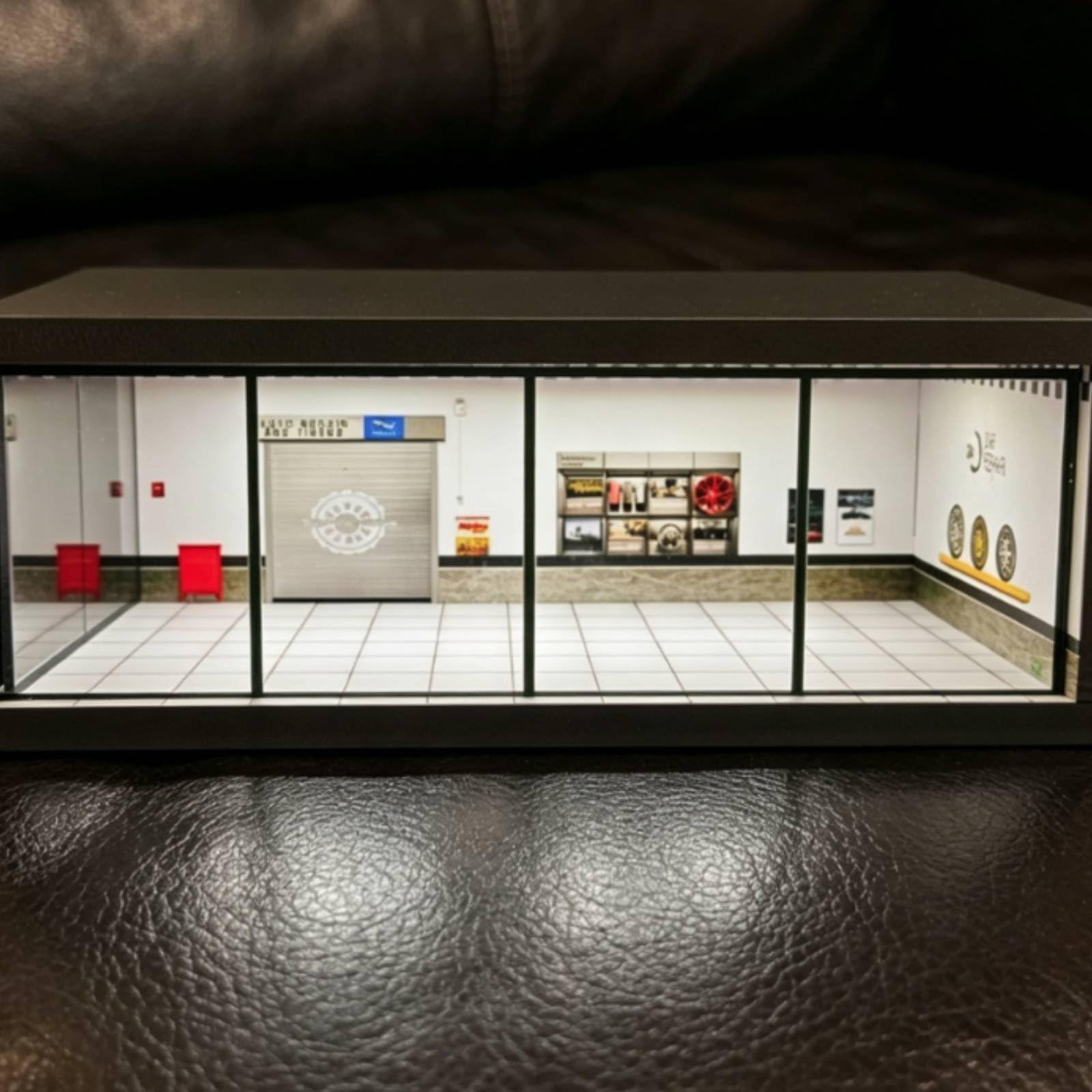 Vetrina Esposizione Modellini Auto Carrozzeria Miniatura Garage Realistico Protezione Polvere PVC per Collezione Scrivania Camera Ufficio , style to 1