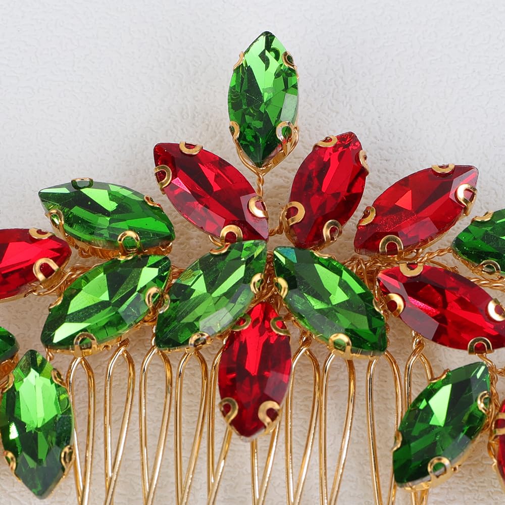 Amazon.com : Teyglen Crystal Bride Wedding Hair Comb Red and  display picture 2