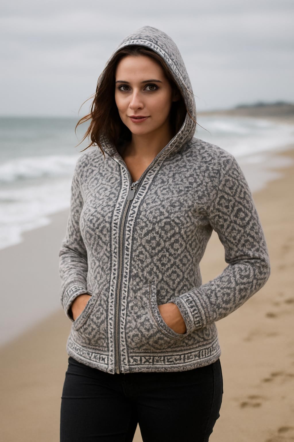 Gamboa Cárdigan de Alpaca para Mujer Suéter de Alpaca con Capucha Suéter de Alpaca para Mujer Chaqueta de Lana de Alpaca