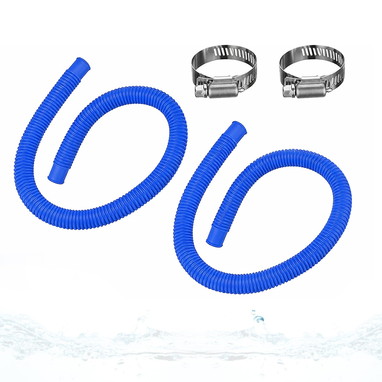 Photo 1 of 1.5” x 41” Pool Pump Replacement Hose, 2-Pack Above-Ground Pool Hoses with 4 Stainless Steel Clamps, Compatible with Intex, Coleman, Summer Waves Pool Pumps & Filters (2 PACK Blue)