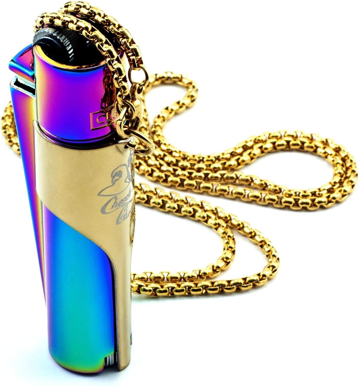 Kasher’s Cheech and Chong Metallic Lighter Necklace - Multipurpose Wearable Accessory with Metallic Lighter (ICY Lighter)