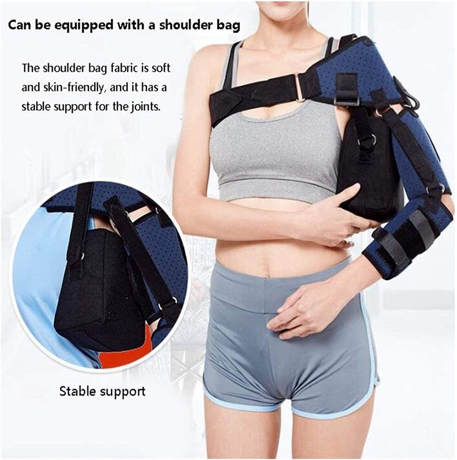 Soporte de hombro, inmovilizador de hombro con cabestrillo de brazo con hombrera para hombres y mujeres para rehabilitación de hemiplejía de accidente cerebrovascular, recuperación de disloc