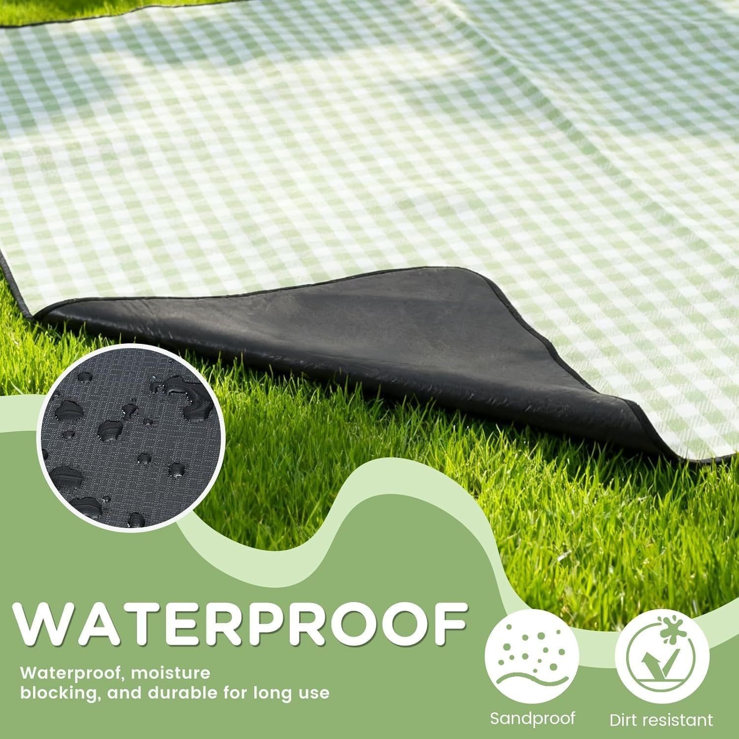 M de nic - Tappetino impermeabile da spiaggia, giardino e campeggio, 200 x 200 cm, pieghevole, portatile, per esterni, colore marrone e leggero, per viaggi e picnic