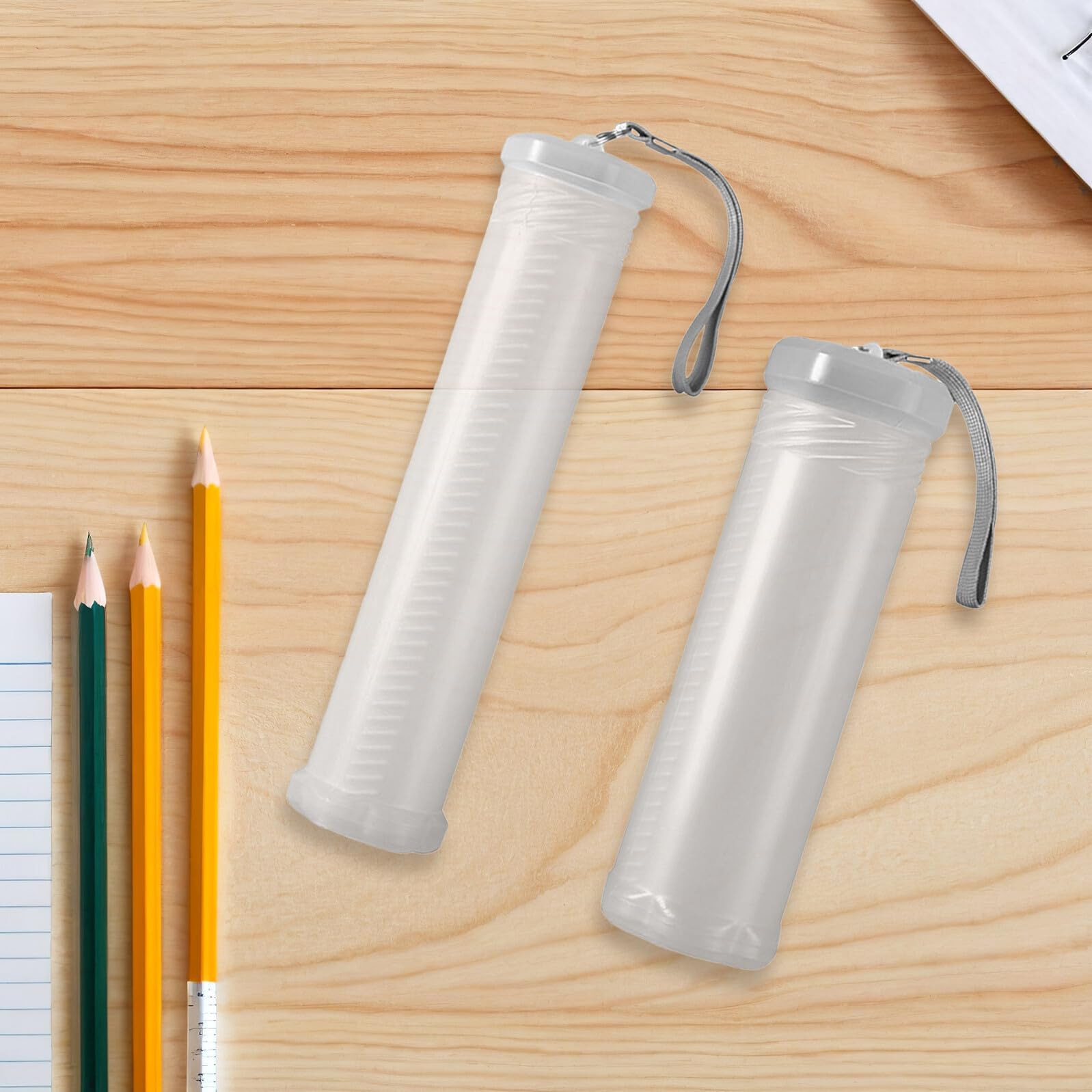 Astucci Plastica Trasparente Telescopici 2 Pezzi per Organizzare Penne, Contenitore Cilindrico Rigido in Plastica Retrattile per Studenti Back To School Party