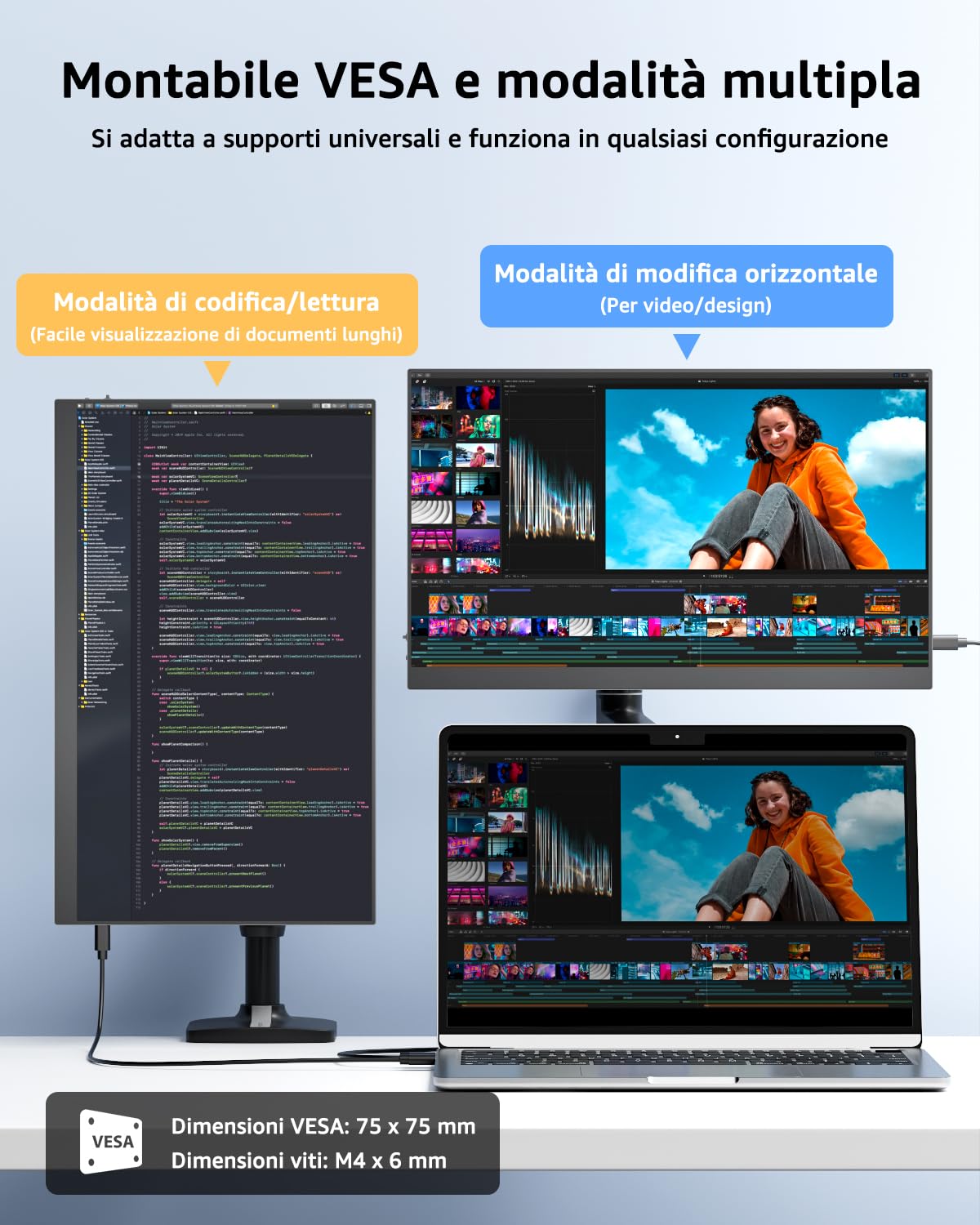 Yodoit Monitor Portatile 15,6" IPS FHD USB-C HDMI Secondo Schermo Esterno per Laptop