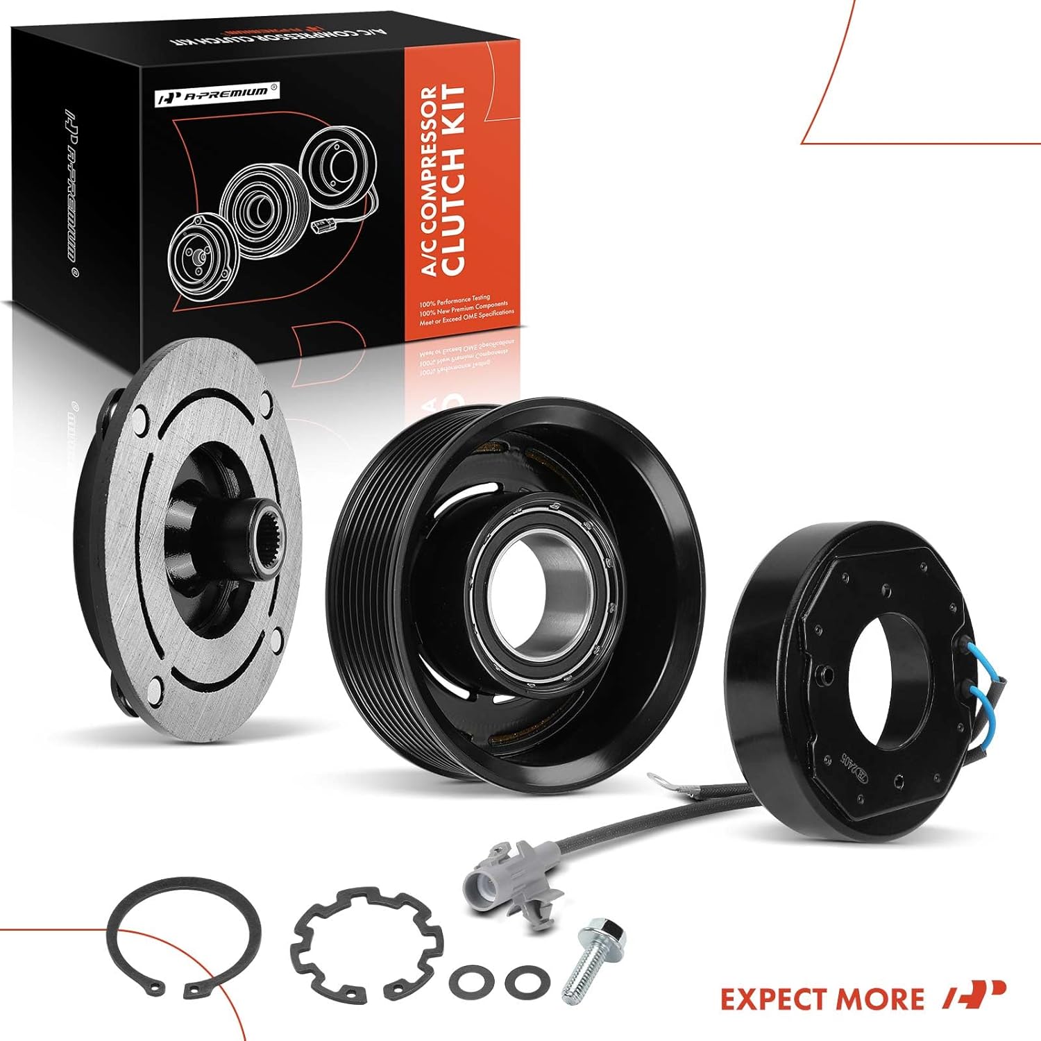 A-Premium Air Conditioner AC Compressor Clutch Kit Compatible with BMW 335i 2012-2015, 335i GT xDrive, 335i xDrive, X5, 535d, 535i, 535i GT, X3, 435i, 435i Gran Coupe, 740i, 740Li, X6, 640i, X4