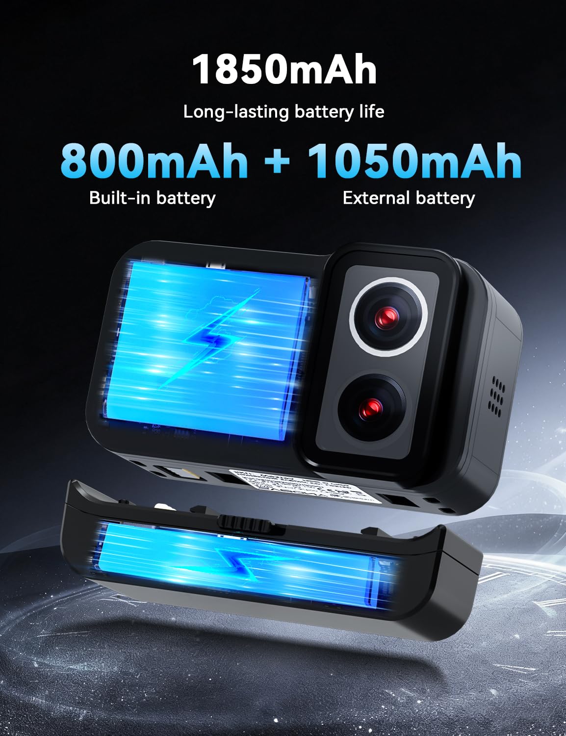 SVBONY SVGo Action Camera 4K30FPS Doppio Obiettivo F2.0/F1.4 Doppio Schermo IPS EIS Impermeabile 30m Batteria 1860mAh