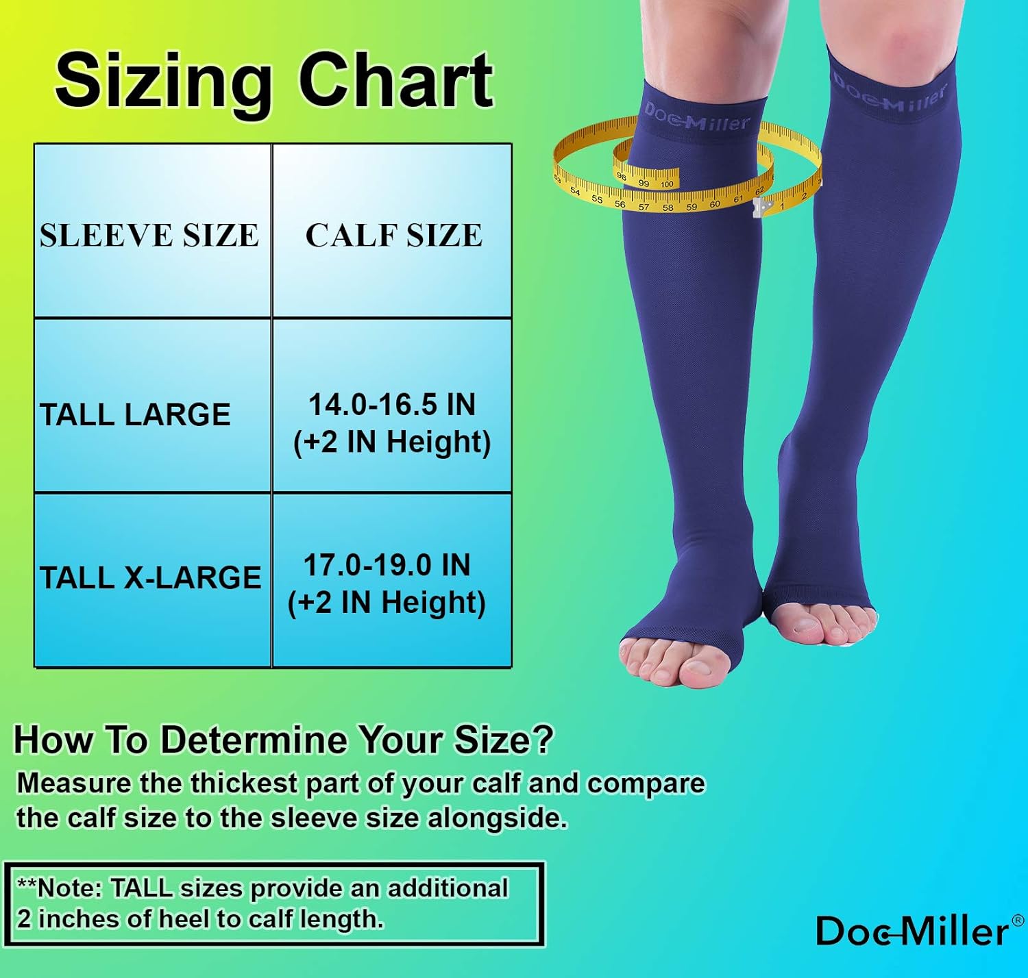 50% оƒƒ Dіѕсоunt Doc Miller Open Toe Compression Socks 1 Pair 30-40 mmHg (Dk Blue OT XL Tall)