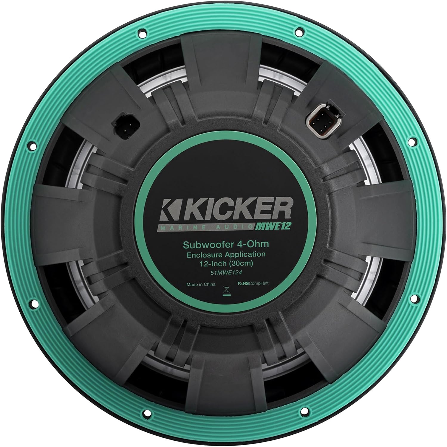 Audiosavings Bundle: KICKER 51MWE124 12" 450W RMS Marine Boat Subwoofer 4-Ohm Sub Bundle with Rockville 3000W Peak/750w RMS Mono Marine Amplifier 2 Ohm Amp, RMWK4 Marine Amp Install Wire Kit (3 items)