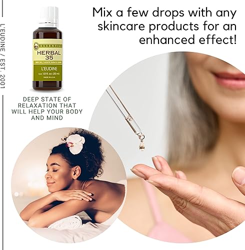 Miniatura 4 de L'EUDINE Aceite esencial Herbal 35, paquete de 3, aceites de aromaterapia de 1 onza líquida, aceite de eucalipto y menta, promueve la circulación