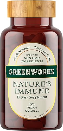 Greenworks Nature's Immune - Apoyo inmunológico diario avanzado con saúco, equinácea, jengibre, cúrcuma, orégano, cola de pavo, reishi y maitake,