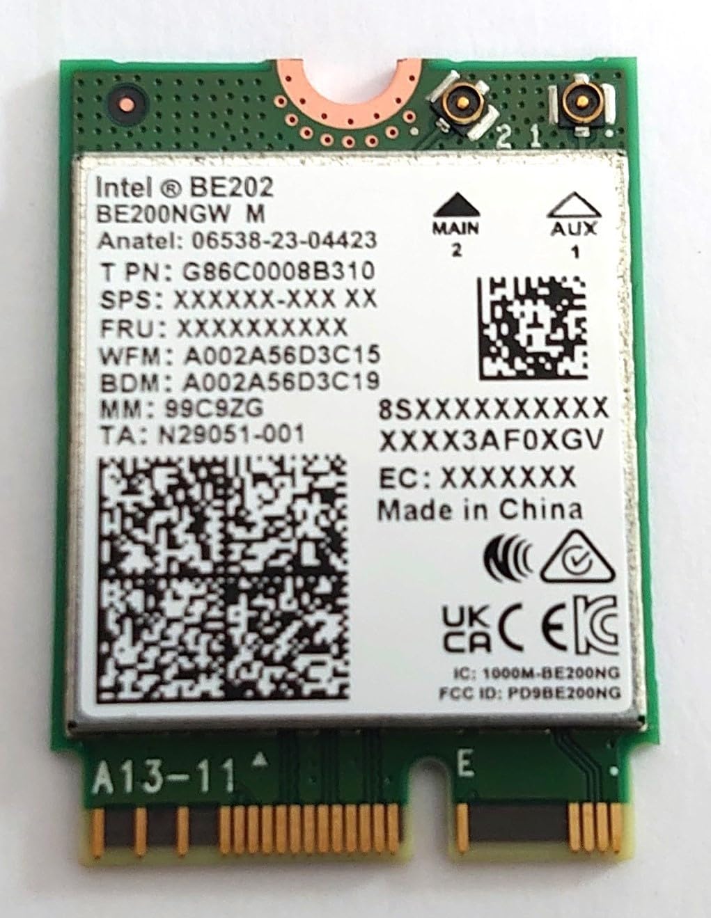 Componente Intel BE202 Wi-Fi 7 tarjeta de red interna M.2 2230 con Bluetooth 5.4 vPro 6