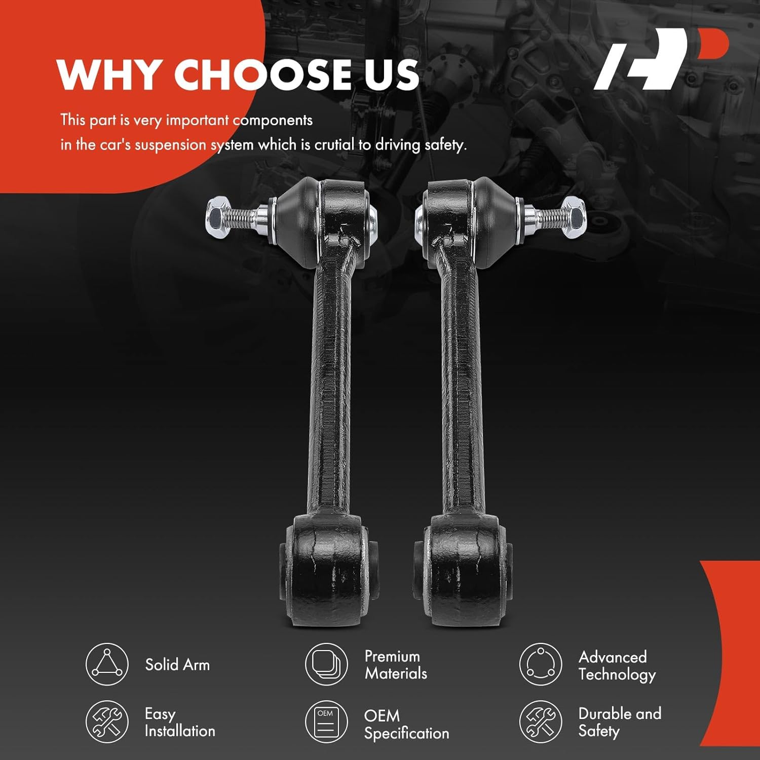 A-Premium 2 x Rear Forward Lower Control Arm, with Ball Joint & Bushing, Compatible with Hyundai Elantra 2007-2012