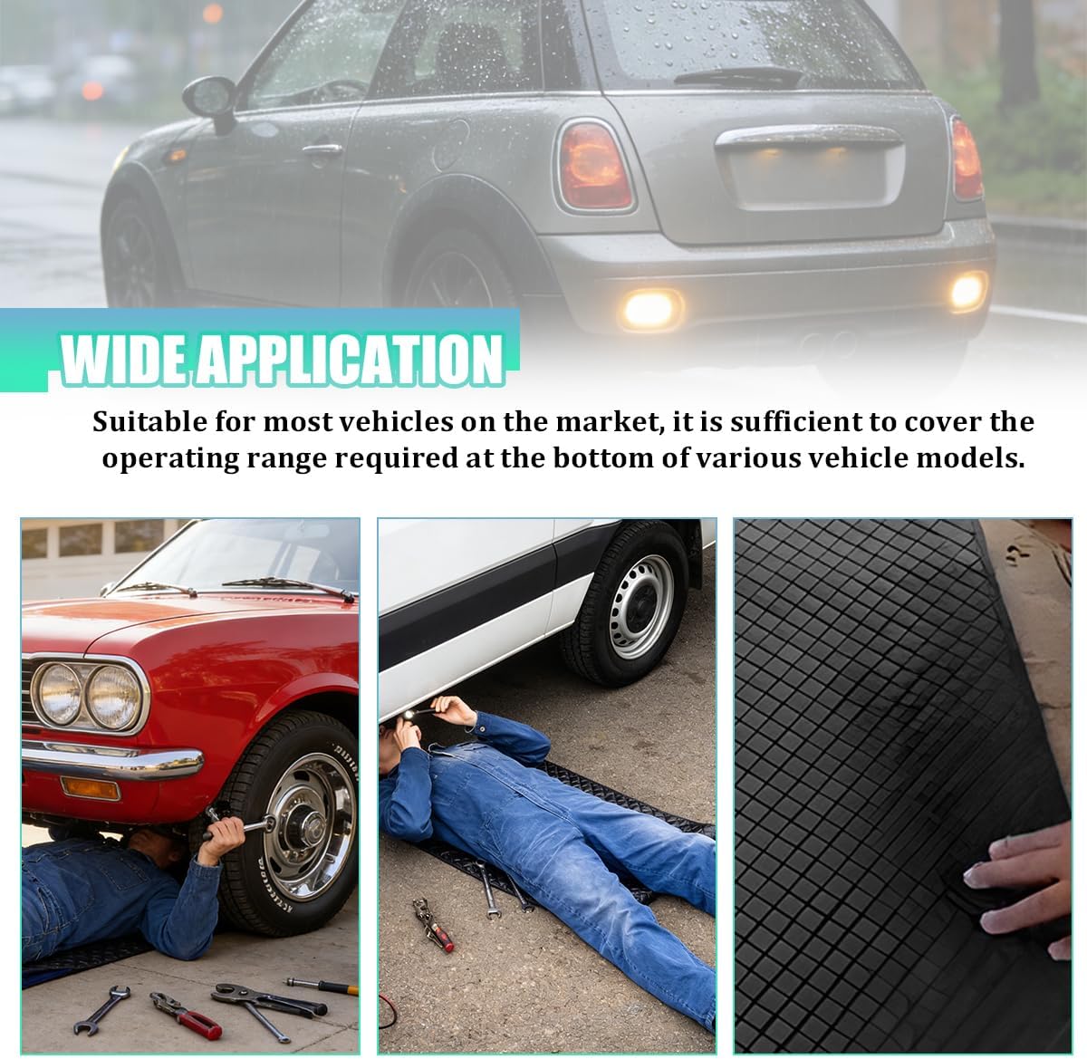Zpana Car Magic Rolling Creeper Mat, 58 x 27 Portable Under Vehicle Creeper Rolling Repair Pad, Foldable Automotive Garage Mechanic Mat for Working on The Ground, Universal for ATV UTV Sedan