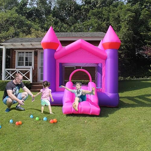 Miniatura 2 de doctor dolphin Castillo inflable rosa para brincar Castillo para fiestas con soplador de aire de calidad comercial incluido