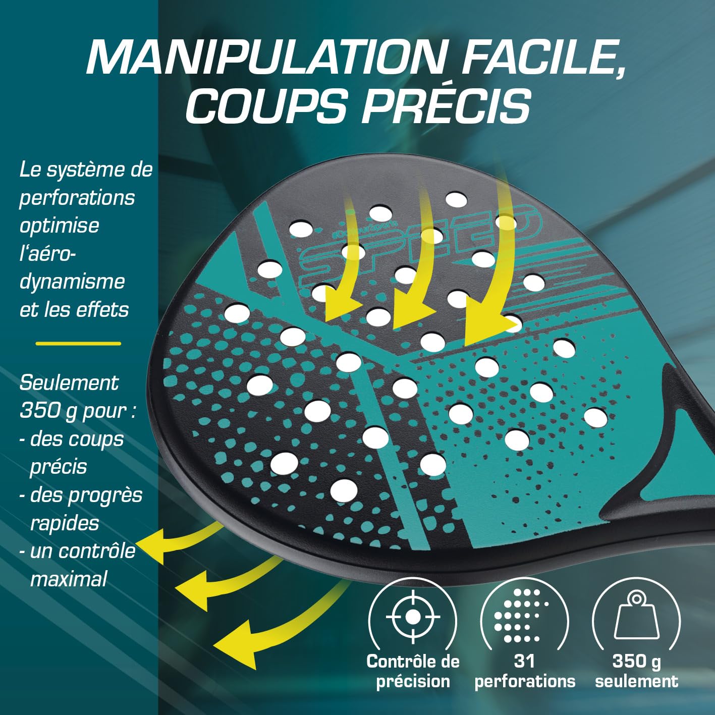 #DoYourSports Kit de Raquettes de Padel | Raquettes de Padel et kit de démarrage, 2 Raquettes pour Le Padel avec Balle et Filet | Poignée antidérapante, idéale pour l'entraînement et Les Loisirs