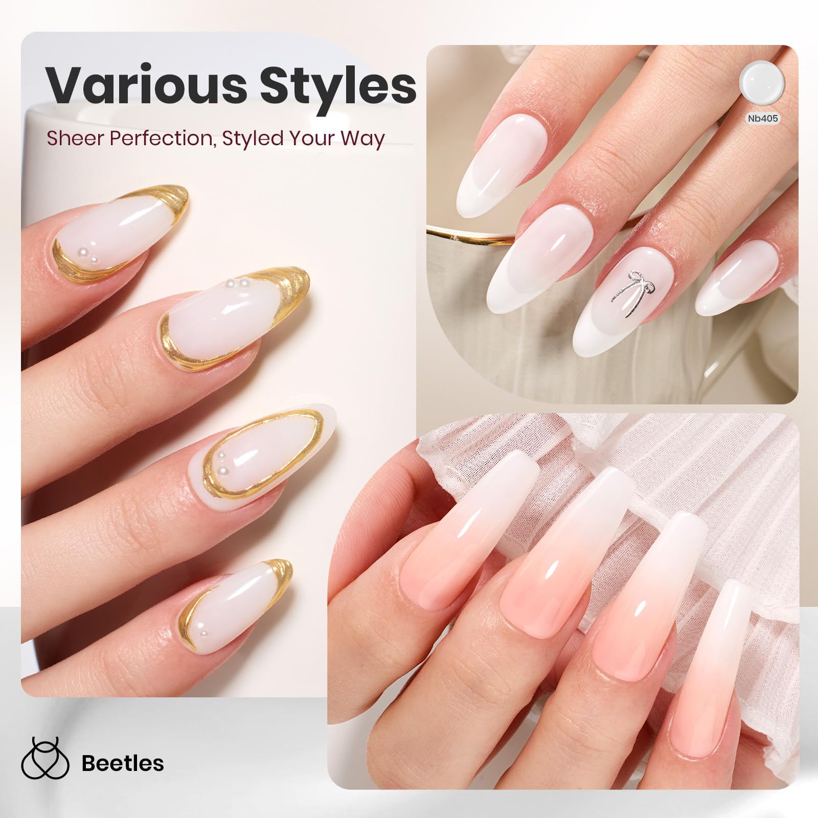 Amazon.com: Beetles Milky White Gel Nail Polish - 8ml HEMA-Free