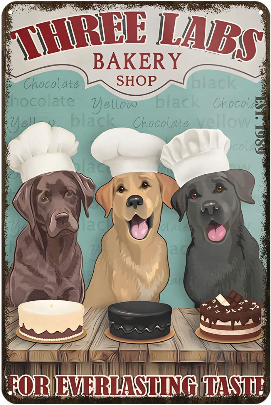 Retro Metal Sign Labrador Retriever Dog Bakery for Everlasting Taste Rustic Decor Vintage Tin Signs for Kitchen Home Office Bar Cafe Decor 8x12 Inch