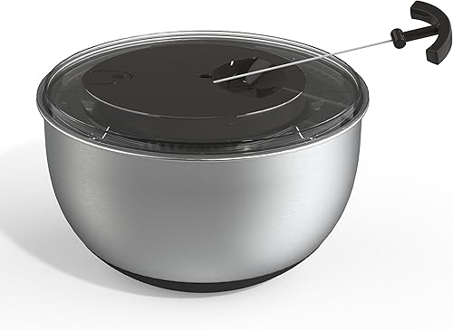 COOK WITH COLOR Lavadora de lechugas y secadora de verduras para una fácil preparación de ensaladas, base antideslizante con mango de tracción,