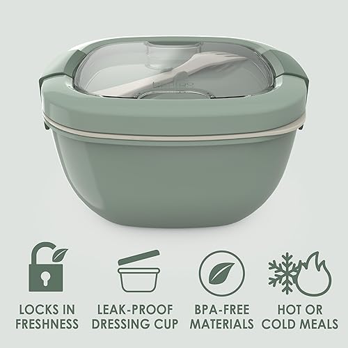 Miniatura 43 de Contenedor de almuerzo, ecológico y sin BPA de Bentgo Salad para ensaladas y otros aperitivos para llevar, Azul Azul,Rubor mármol,Aguamarina