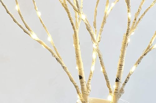 Miniatura 7 de Fudios Ramas de abedul iluminadas de 18 pulgadas, 70 luces LED de sauce blanco con temporizador, funciona con pilas para decoración de Navidad,