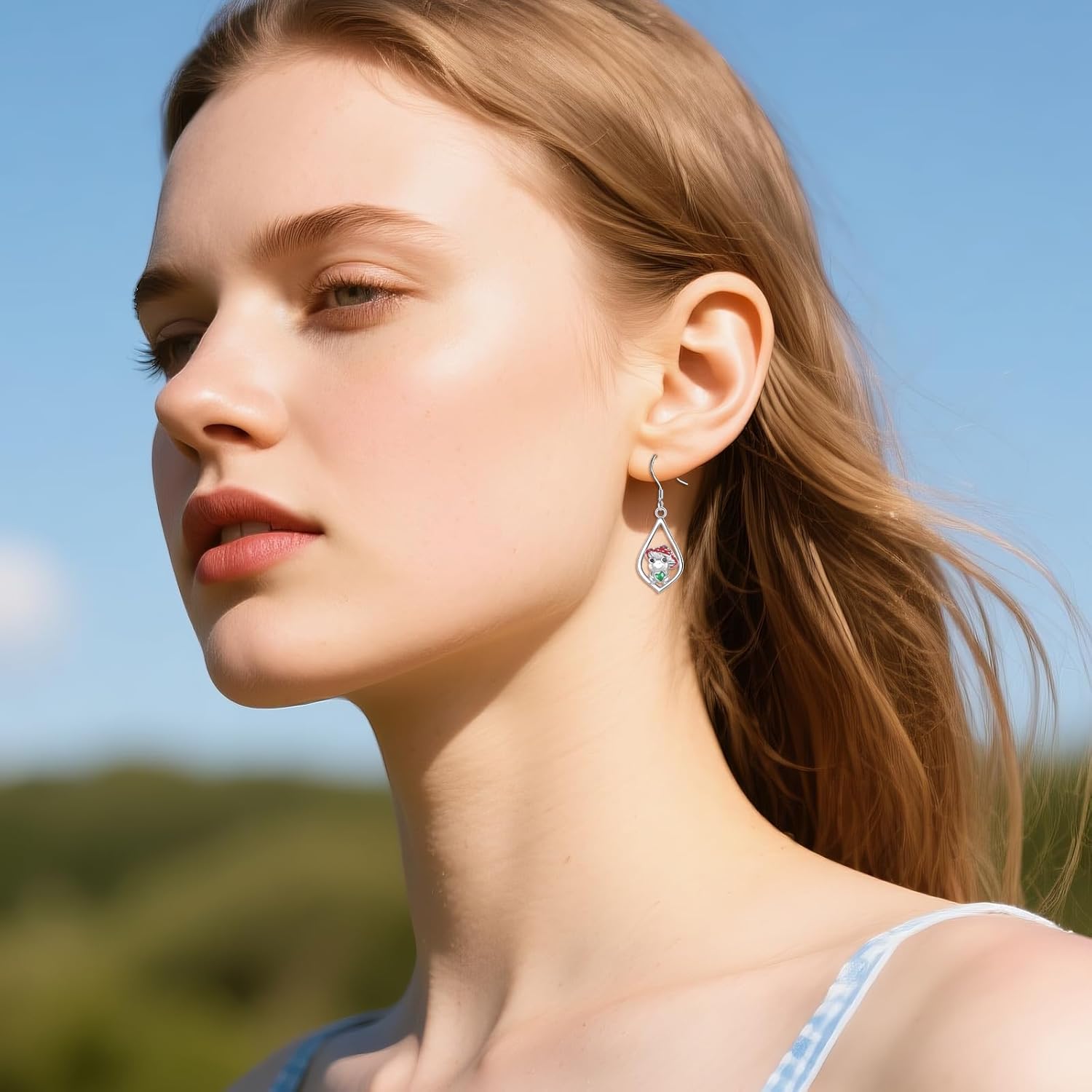 Frog Earrings 925 Sterling Silver Mushroom Dangle Drop Earrings Cute Frog Mushroom Jewelry for Women - Image 3