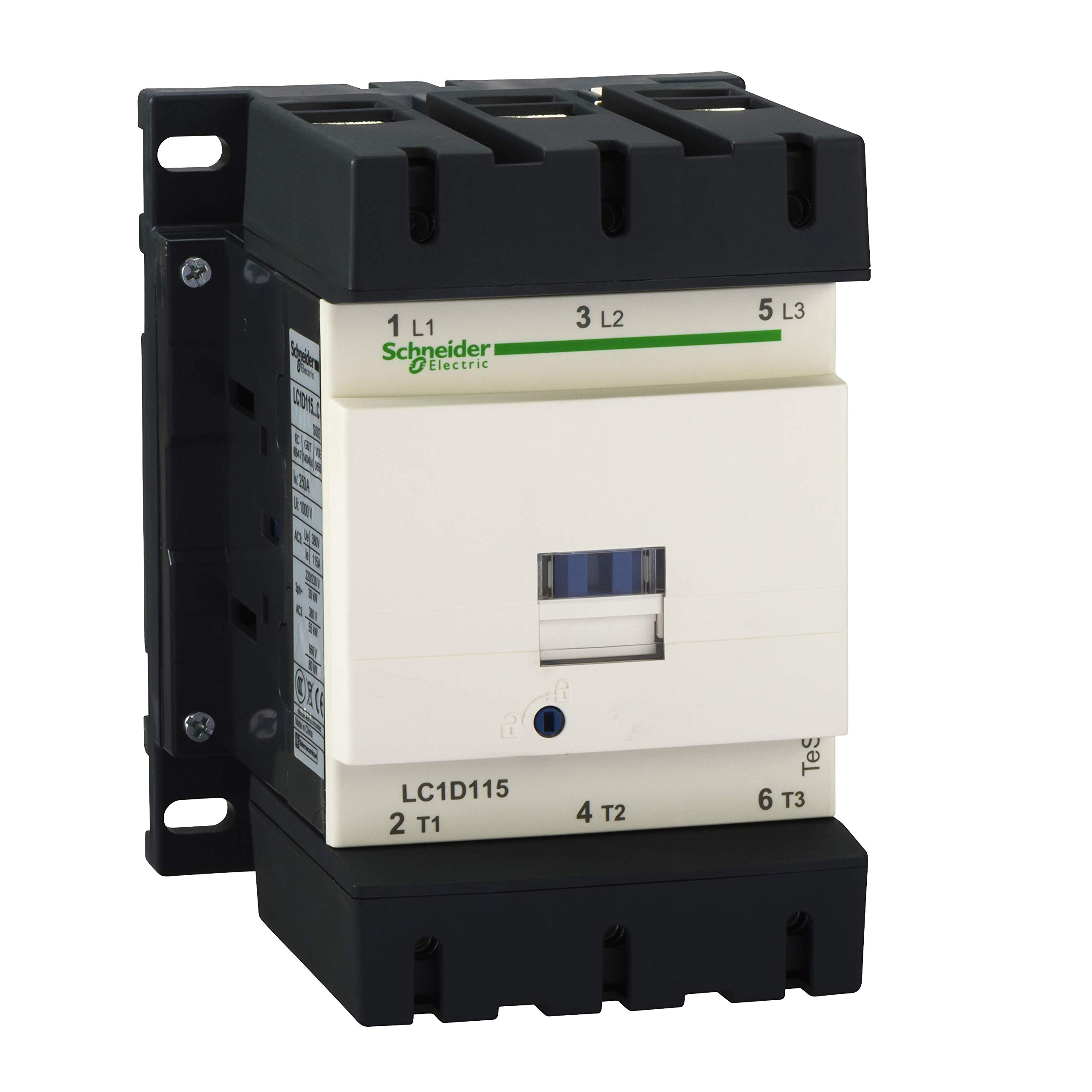 Schneider Electric, TeSys D contactor - 3P(3 NO) - AC-3 - <= 440 V 115 A - 110 V AC 50/60 Hz coil, LC1D115F7