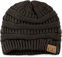 Vista 4 de C.C - Gorro de punto trenzado, elástico, moderno, grueso, suave y abrigado