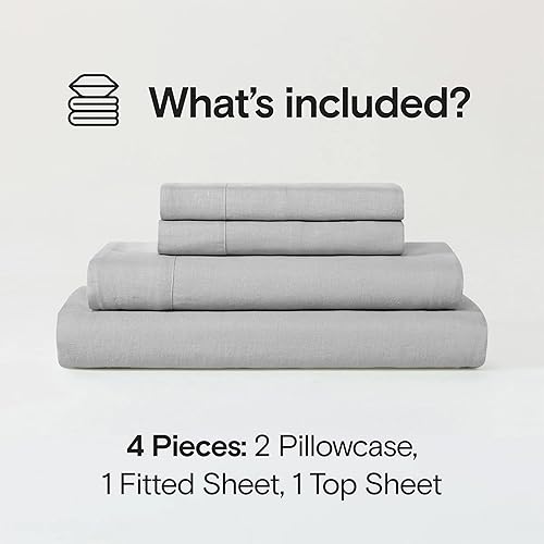 Miniatura 7 de Sijo Juego de sábanas de lino francés 100 % orgánico lavado a la piedra, certificado GOTS, lote pequeño procedente de Normandía, transpirable, juego