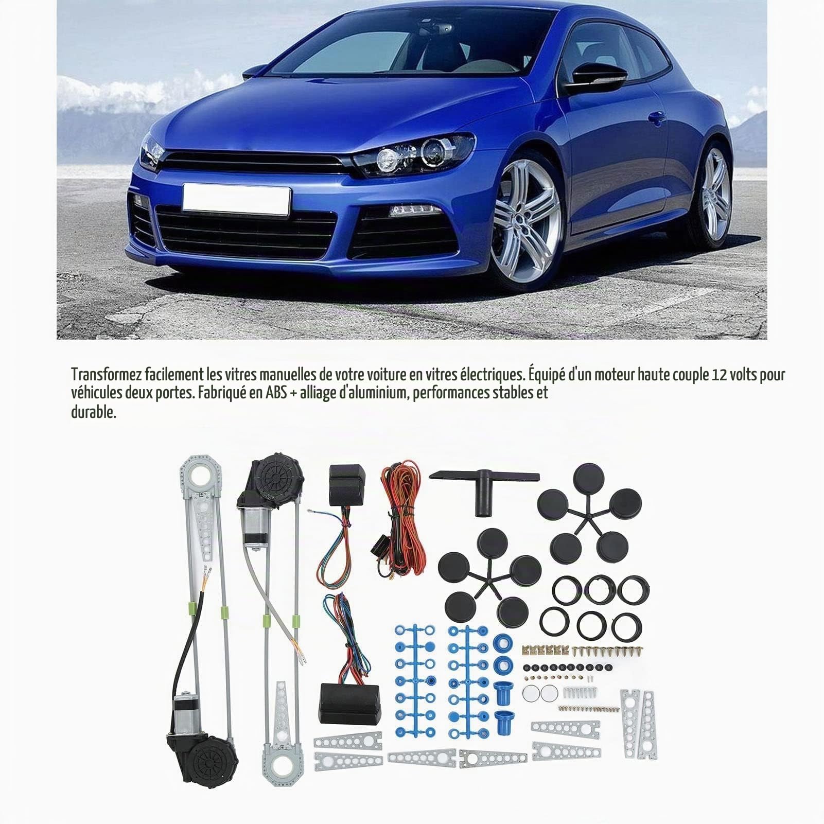 Kit de Lève-vitre électrique à 2 Portes, Yctze Kit de Conversion de Commutateur de Lève-vitre électrique Universel pour Camionnette à 2 Portes, Camionnette, SUV
