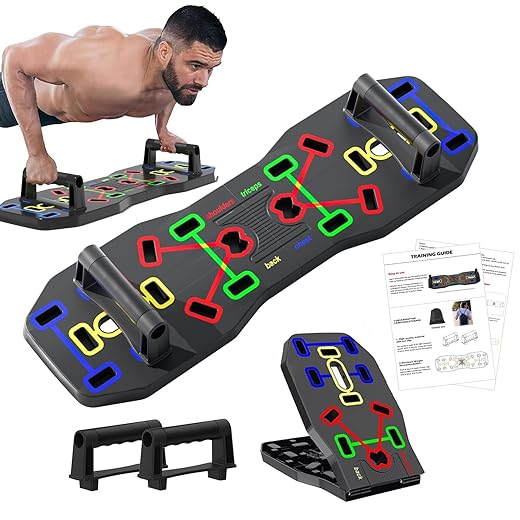 AERLANG Push Up Board, Portable Multi-Function Foldable 10 in 1 Push Up Bar, Push up Handles for Floor,Professional Push Up Strength Training Equipment