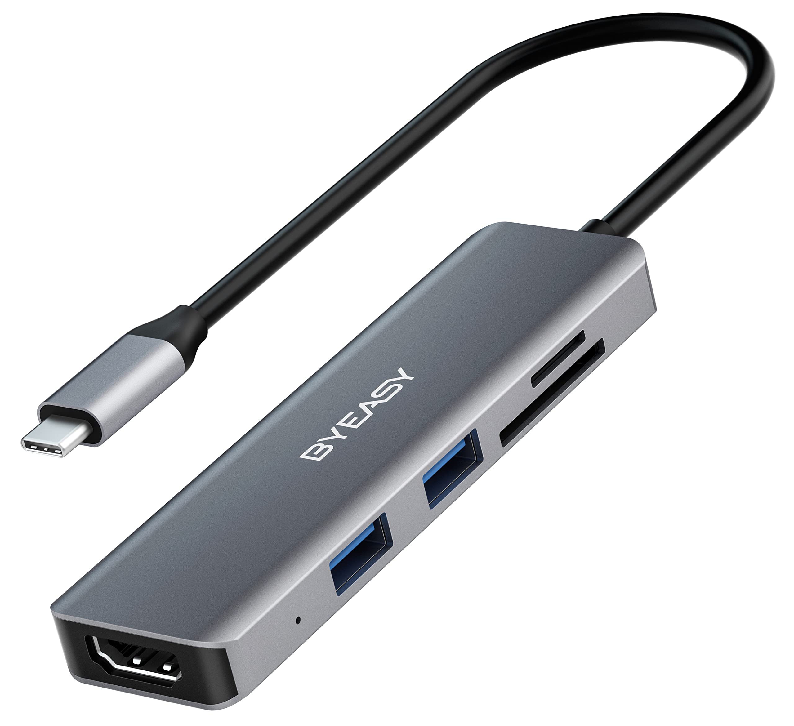 USB C Hub,BYEASY 5 in 1 USB C Adapter with 4K@60HZ HDMI,SD/TF Card Reader and 2 Ports USB 3.0,for MacBook Pro 2020/2019/2018, iPad Pro 2020/2019, Pixelbook, XPS, and More