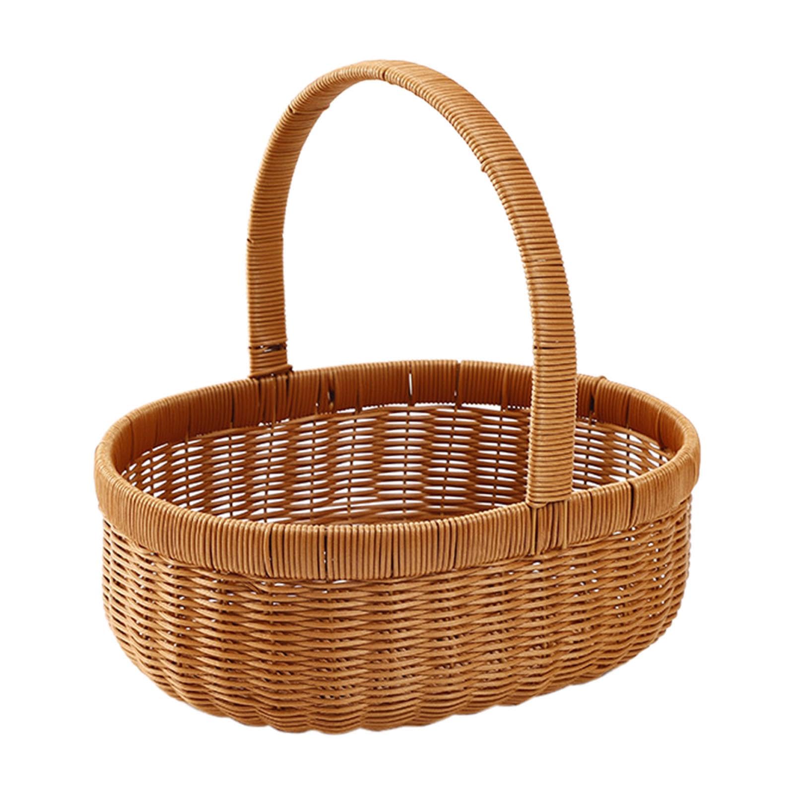 Cesto Intrecciato a Mano, Cesto per Frutta, Cesto Regalo Vuoto, Cesto da Picnic in Finto Rattan, di Fiori per Dolci, Picnic, Frutta, l