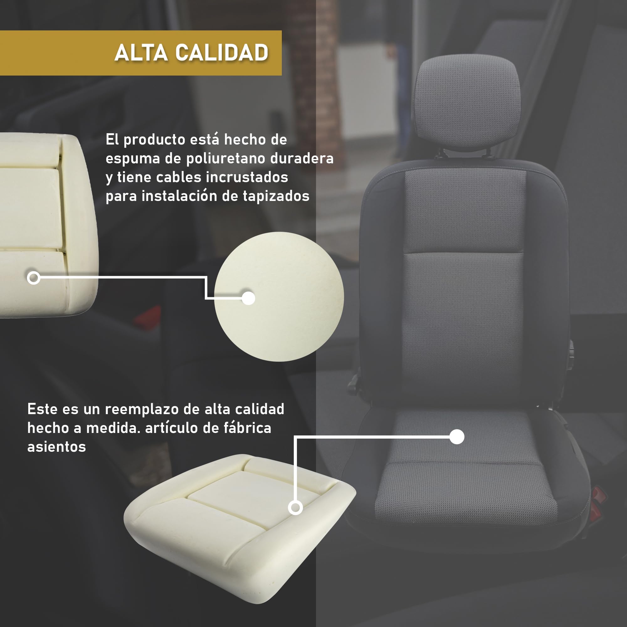 CHROMEMASTER - Compatible con Renault Trafic 2001-2014 | Espuma del Asiento, Inserto de Espuma para los Asientos Delanteros; Cambia el Inserto del Asiento y Disfruta de un Nuevo Asiento Cómodo
