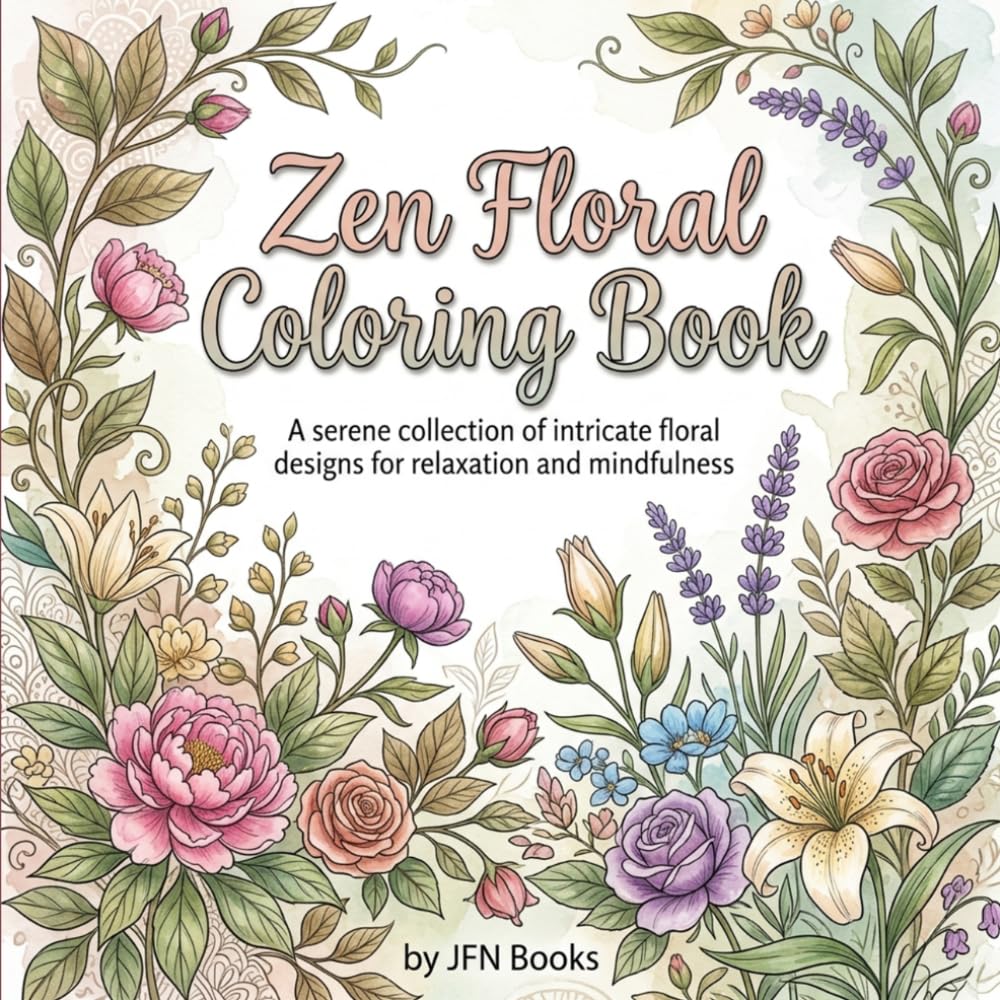 Zen Floral Coloring Book: A serene collection of intricate floral designs for relaxation and mindfulness