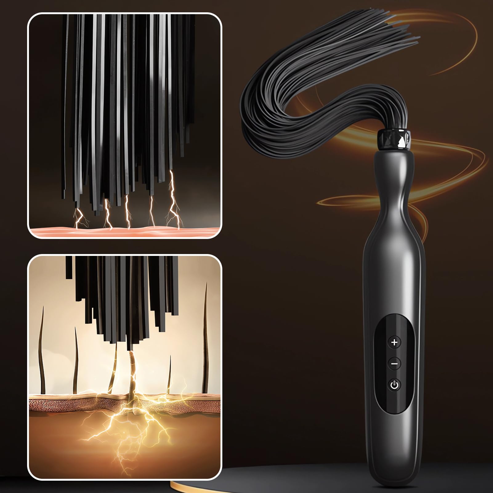 SXOVO Latigo Eléctrico Juguetes Eróticos para Pareja Sexuales - Fusta y Latigo Sexuales con 5 Niveles Intensidad Descarga, Fusta Eróticos para Esclava Azotaina, BDSM Juguetes Sexuales Mujer Hombre